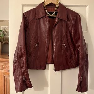 Wilsons suede and leather Vintage maroon leather moto jacket